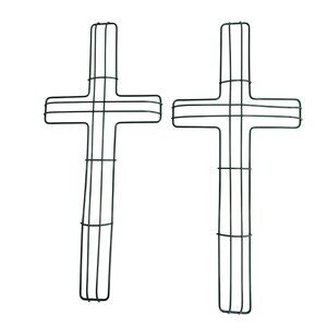 Green Wire Floral Wreath Cross Frames Small 16x7 in. For Crafting & Arrangements